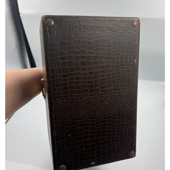 Vintage Snake Skin Mini Train Travel Case Carry On Luggage Handle MCM Distressed - Picture 8 of 16